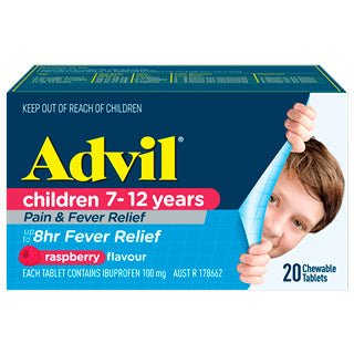 Advil Children 7 - 12 Years Raspberry 20 Chewable Tablets - RPP ONLINE