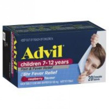 Advil Children 7 - 12 Years Raspberry 20 Chewable Tablets (EXP: 30/08/2024) - RPP ONLINE