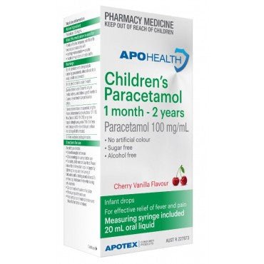 APOHealth Childrens Paracetamol 1 Month - 2 Years 20ml - RPP ONLINE