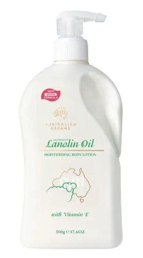 Australian Creams Lanolin Oil Moisturising Body Lotion with Vitamin E 500g