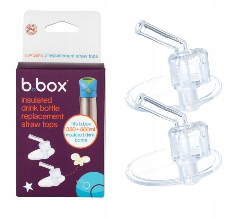 B.Box Insulated Drink Bottle Replacement Straw Tops 2 Pack