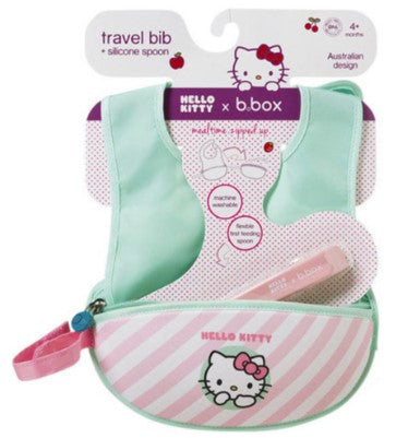 B.Box Travel Bib + Spoon - Hello Kitty Candy Floss 4m+