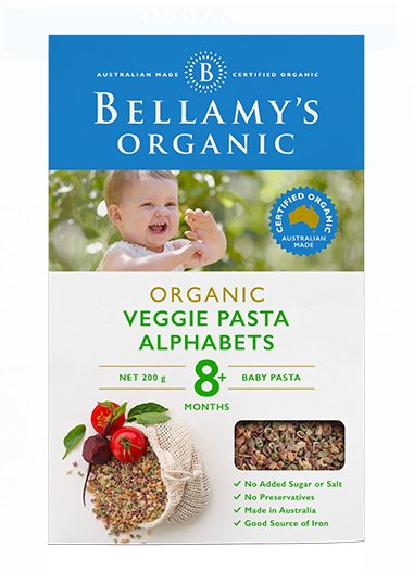 Bellamy's Organic Veggie Pasta Alphabets 8+ Months 200g - RPP ONLINE