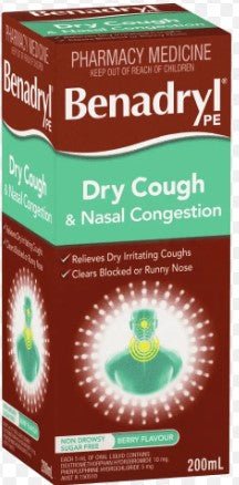 Benadryl PE Dry Cough and Nasal Congestion 200mL - RPP ONLINE