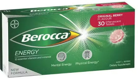 Berocca Energy Original Berry Flavour Effervescent Tablets 30 Pack