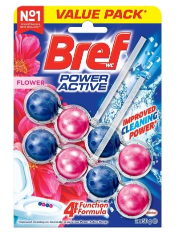 Bref Power Active Toilet Block Refill Flower Blossom 2pk 50g