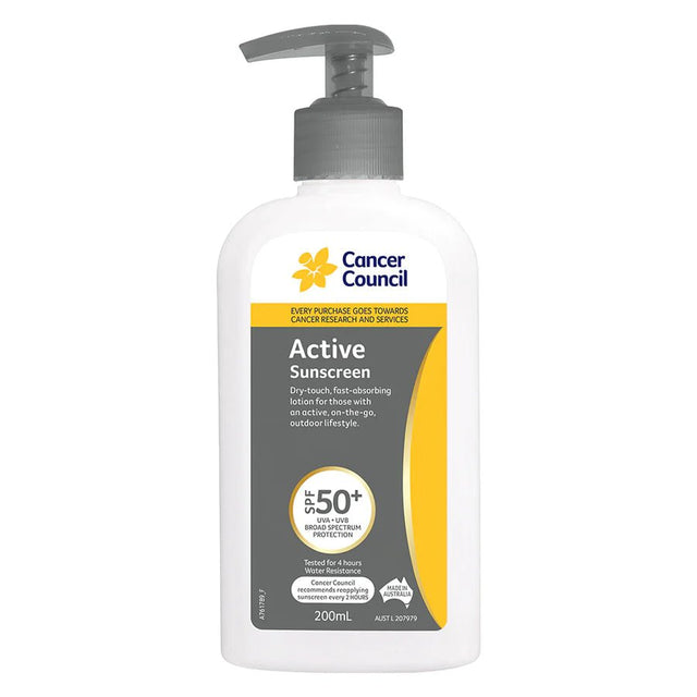 Cancer Council Active Sunscreen SPF50+ 200ml - RPP ONLINE