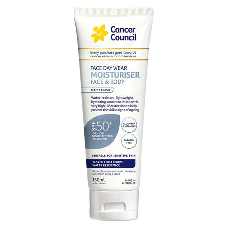 Cancer Council Face Day Wear Moisturiser Water Resistant SPF50+ 150ml - RPP ONLINE