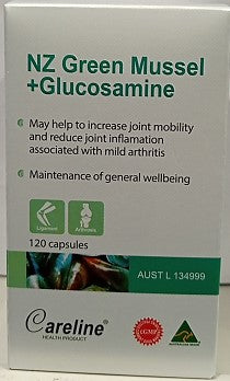 Careline NZ Green Mussel + Glucosamine 120 Capsules