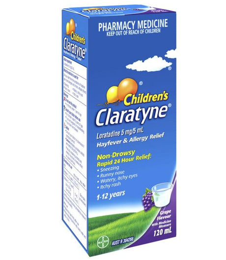 Children's Claratyne Allergy & Hayfever Relief Syrup Grape Flavour 120mL - RPP ONLINE