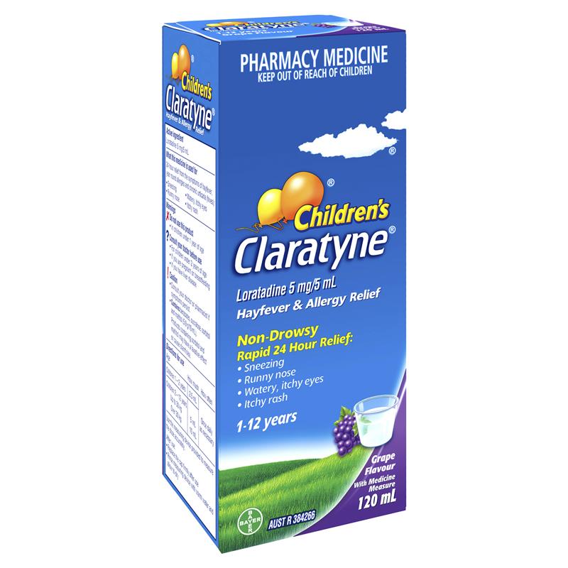 Claratyne儿童过敏和Hayfever浮雕糖浆葡萄味60ml