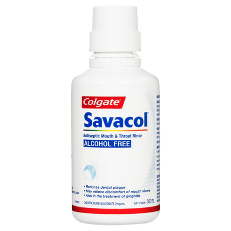 Colgate Savacol Alcohol Free Antiseptic Mouth & Throat Rinse 300mL - RPP ONLINE