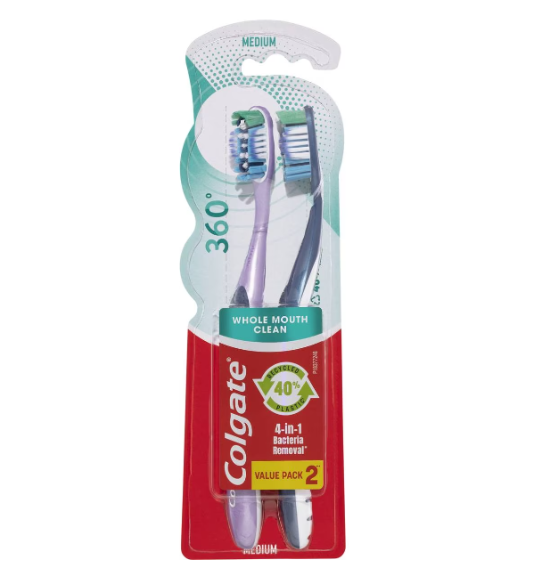 Bàn chải đánh răng Colgate 360 ​​độ trung bình 2 Gói