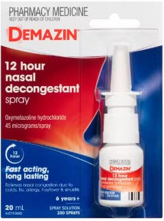 demazin 12 ชั่วโมงจมูก decongestant spray 6y+ 20ml (exp: 31/05/2025)