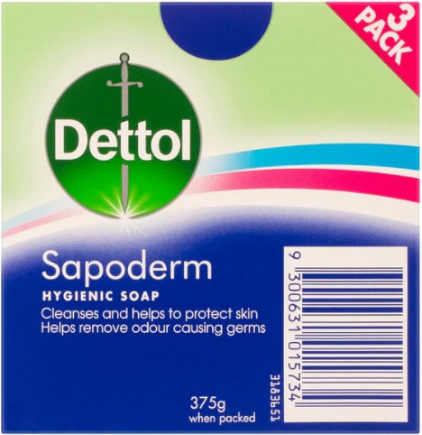 Dettol Sapoderm衛生石鹸125G 3パック