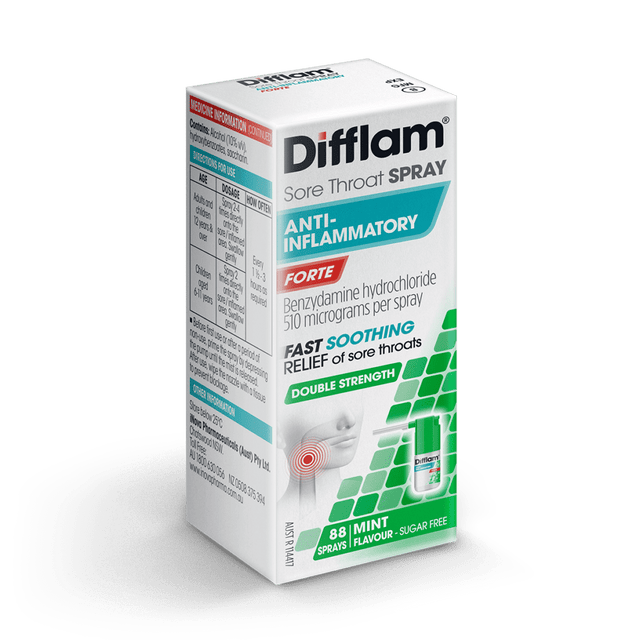 Difflam Plus Sore Throat Anti - Inflammatory Spray Mint 15mL - RPP ONLINE