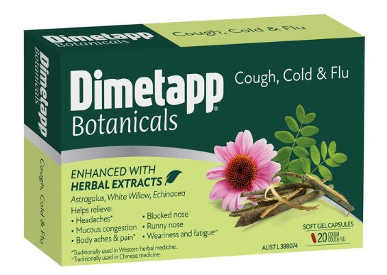 Dimetapp Botanical Cough Cold & Flu 20 Capsules