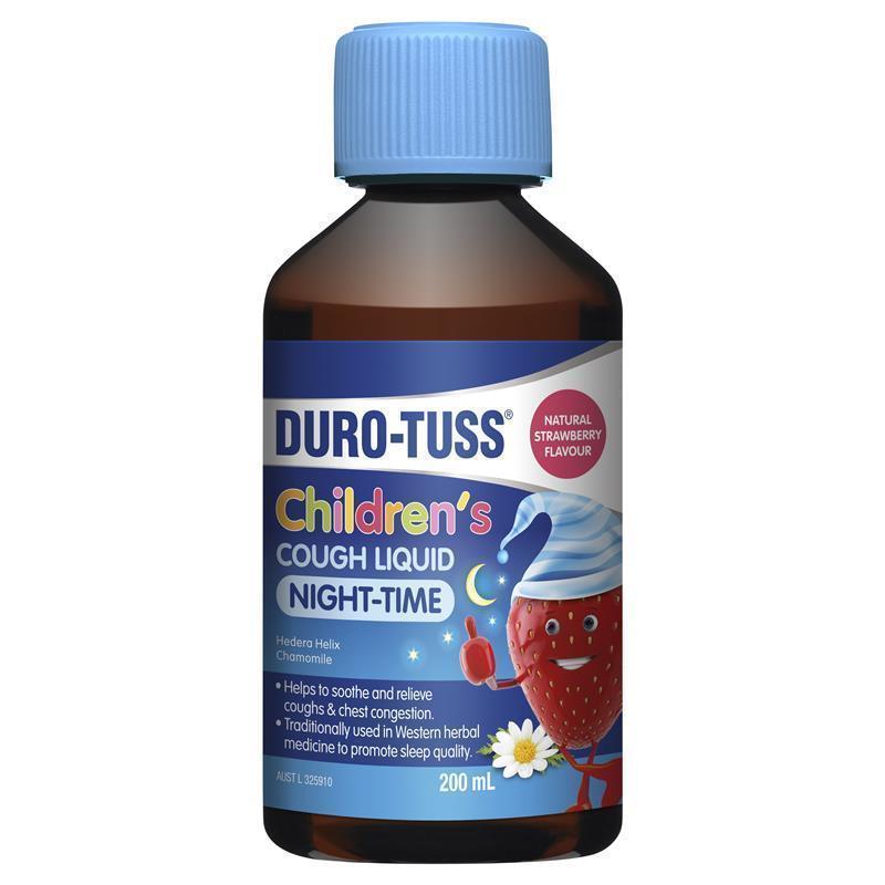 Duro-Tuss Children's Cough Liquid Night-Time Strawberry Flavour 200mL