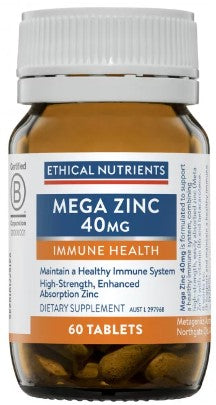 Ethical Nutrients Mega Zinc 40mg 60 Tablets