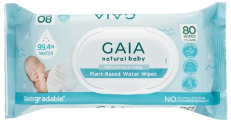 GAIA Plant-Based Water Wipes 80Pack