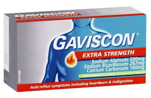 Gaviscon ความแข็งแรงพิเศษรสชาติสะระแหน่ 24 เม็ด