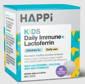 Happi Kids Daily Immune + Lactoferrin เด็ก 3+ 60 เม็ด