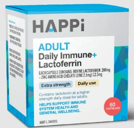 HAPPi Adult Daily Immune + Lactoferrin Extra Strength 60 Capsules