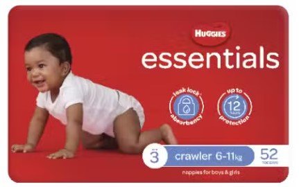 Huggies Essentials Crawler Size 3, 6 - 11kg 52 Nappies - RPP ONLINE