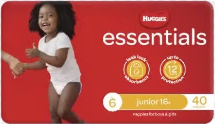 Huggies Essentials Junior Size 6, 16kg & over 40 Nappies - RPP ONLINE