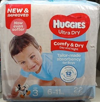 Huggies Ultra Dry For Boys Crawler Size 3, 6 - 11kg 22 Nappies - RPP ONLINE