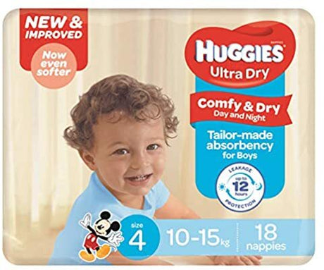 Huggies Ultra Dry For Boys Toddler Size 4, 10 - 15kg 18 Nappies - RPP ONLINE