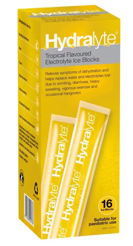 Hydralyte Electrolyte Ice Blocks Tropical 16 pack