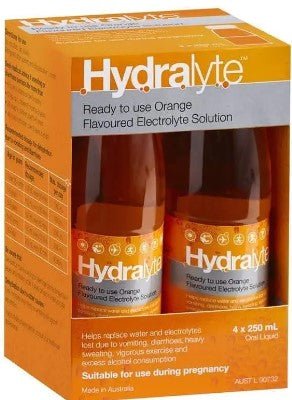 Hydralyte Orange Flavoured Electrolyte Solution 4 x 250ml - RPP ONLINE