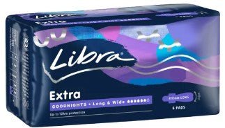 Libra Extra Pads Goodnights Long and Wide 6 Pads - RPP ONLINE