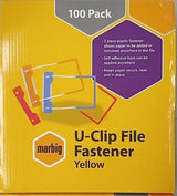 Marbig U - Clip File Fastener Yellow 100 Pieces - RPP ONLINE