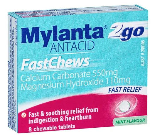 mylanta 2go antacid fastchews 8 เม็ด