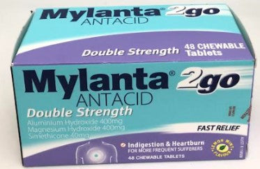 Mylanta 2GO抗酸雙強度咀嚼48片