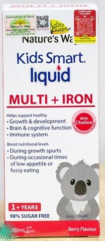 Natures Way Kids Smart Multi + Iron Liquid Berry Flavour 1+ Years 200ml - RPP ONLINE