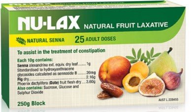 Nu - Lax Natural Fruit Laxative Block 250g (25 Adult Doses) - RPP ONLINE