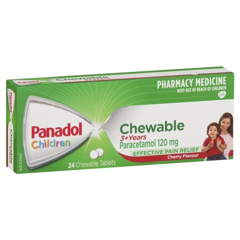 Panadol Chewable儿童3年以上扑热息痛120mg 24片