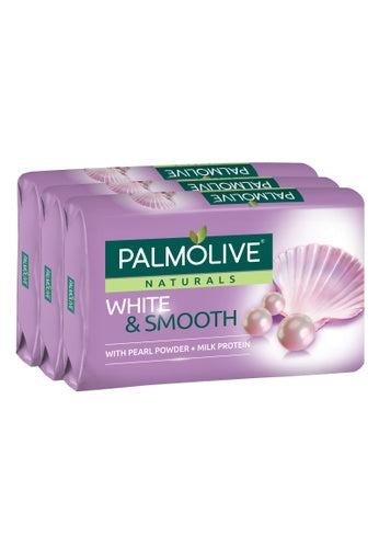 Palmolive naturals สีขาวและเรียบด้วยผงมุก + นมโปรตีน 80G - 3pk