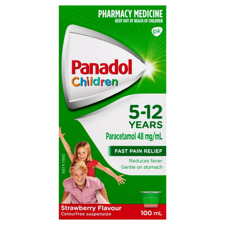 Panadol Children Paracetamol 48mg per ml 5 - 12 Years Strawberry Flavour 100ml - RPP ONLINE