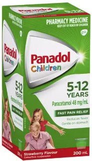 Panadol Children Paracetamol 48mg per mL 5 - 12 Years Strawberry Flavour 200ml - RPP ONLINE