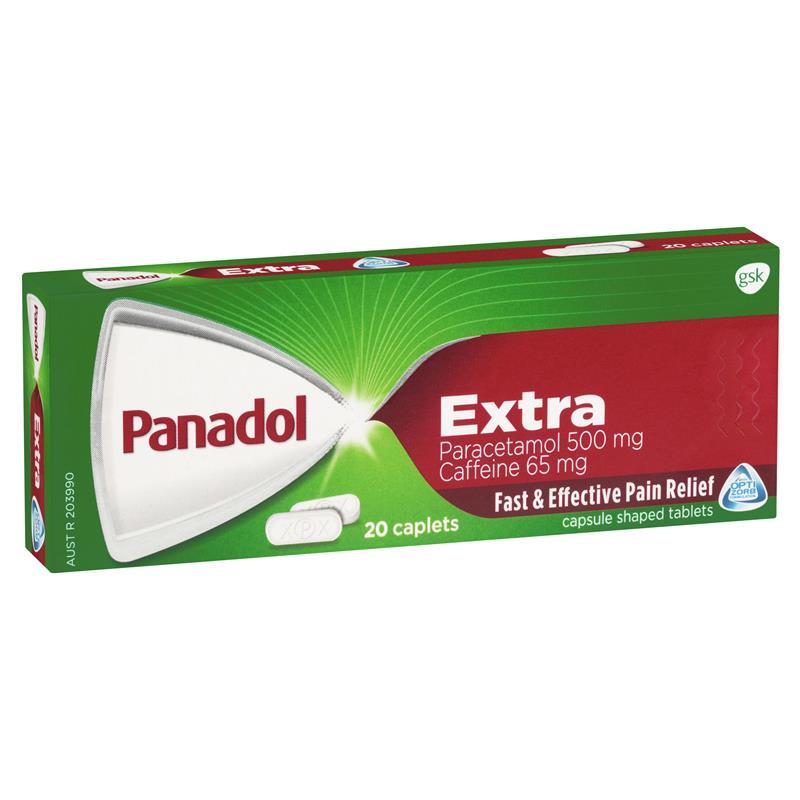 Panadol Extra Paracetamol 500mg & Caffeine 65mg 20 Caplets - RPP ONLINE