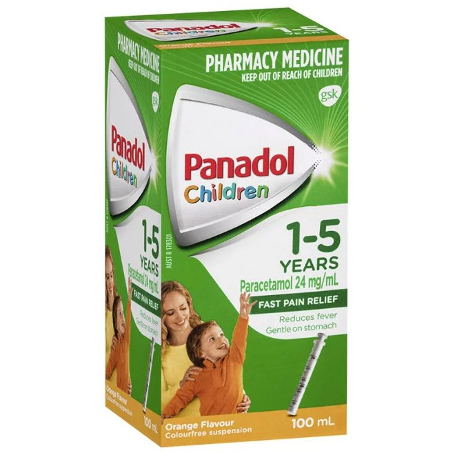 Panadol Paracetamol 24mg per ml 1 - 5 Years Orange Flavour 100ml - RPP ONLINE