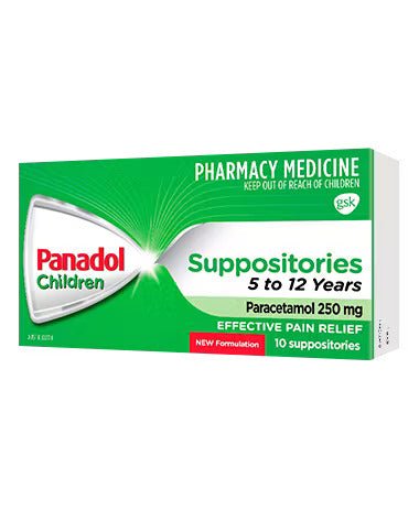 Panadol Suppository 250mg 5 - 12 Years 10 Tablets - RPP ONLINE