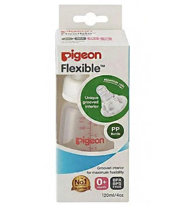 Pigeon PP Bottle Slim Neck 120ml Teat Round Hole 0-3m