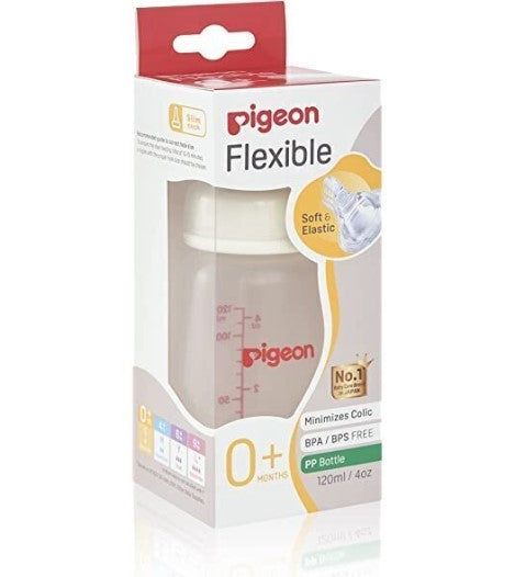 Pigeon PP Bottle Slim Neck 120ml Teat Round Hole 0-3m