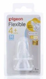 Pigeon Peristaltic Slim Neck Soft Silicone Medium Teat 4m+ 2pcs - RPP ONLINE