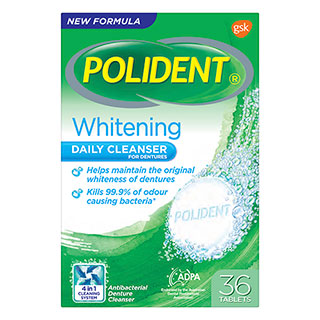 Polident Whitening Daily Cleanser for Dentures 36 Tablets